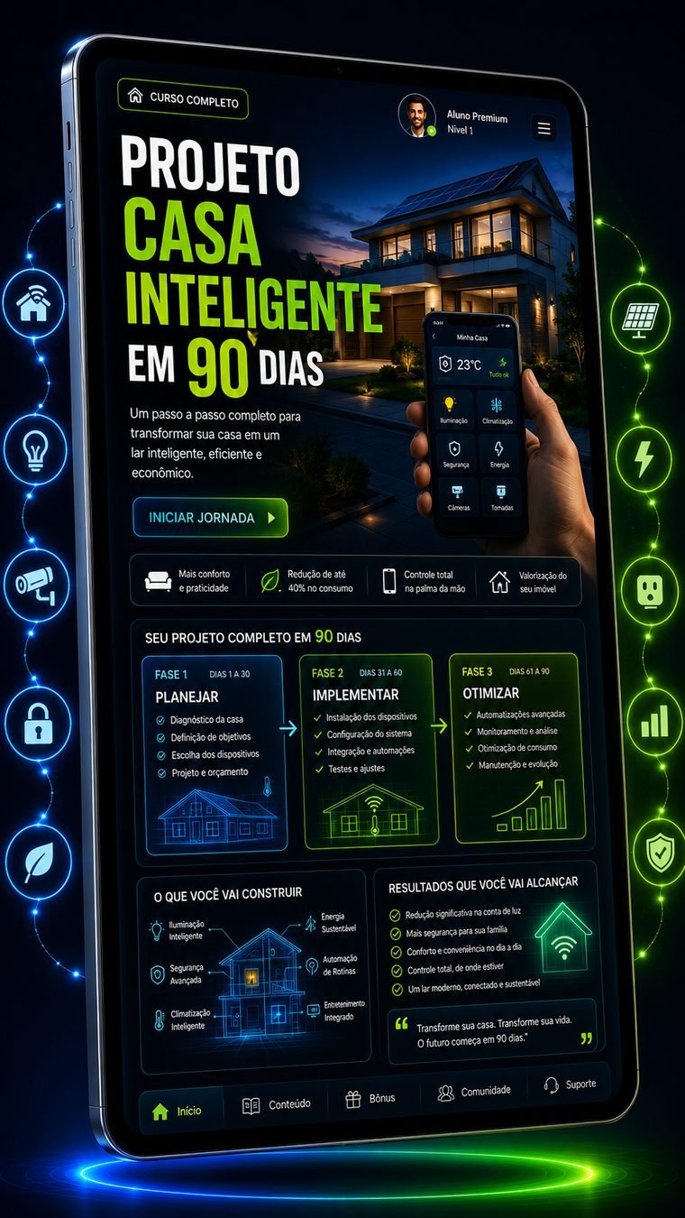 Mockup do curso — Projeto Casa Inteligente em 90 Dias