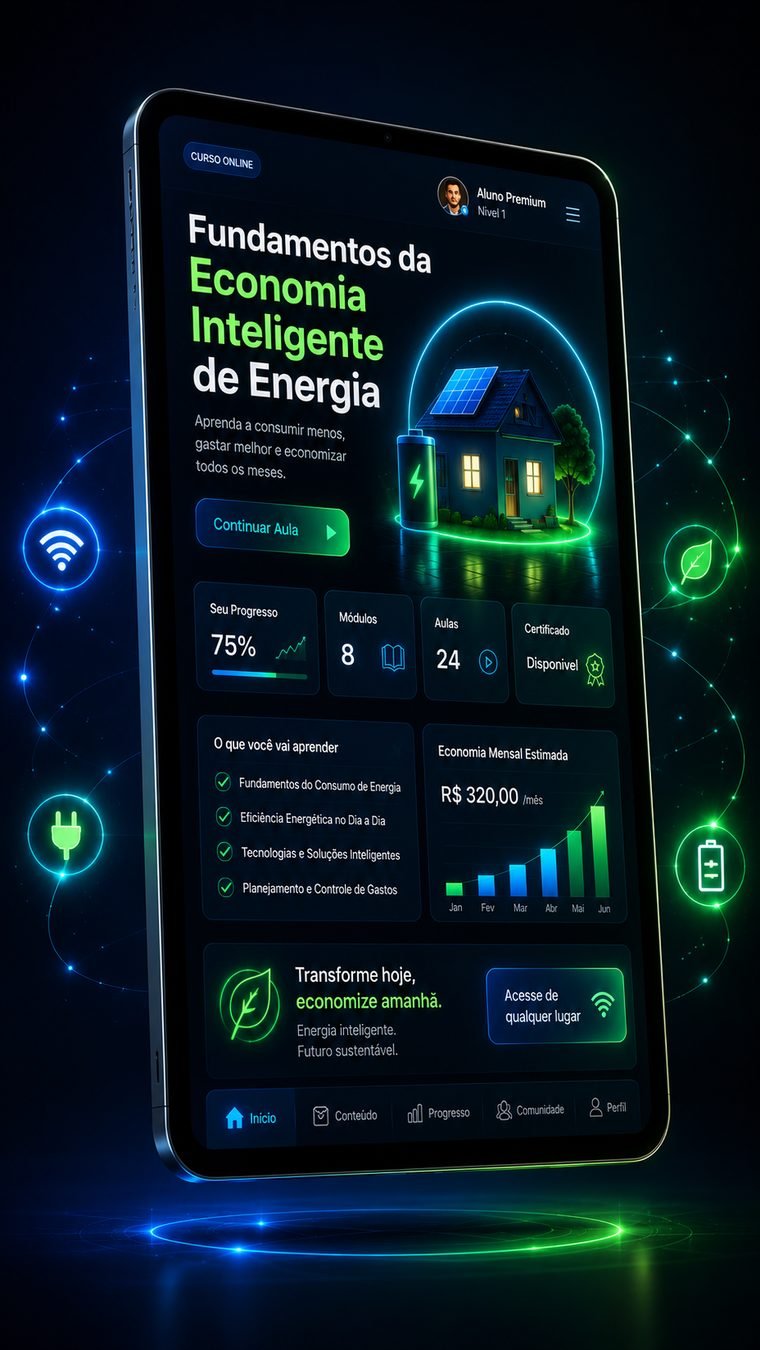 Mockup do curso — Fundamentos da Economia Inteligente de Energia